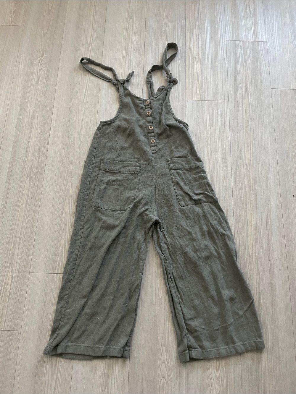 Pull&Bear Olive Green Wide Leg Button-Front Jumpsuit